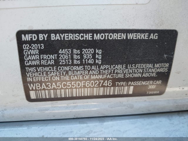 2013 BMW 328I VIN: WBA3A5C55DF602746