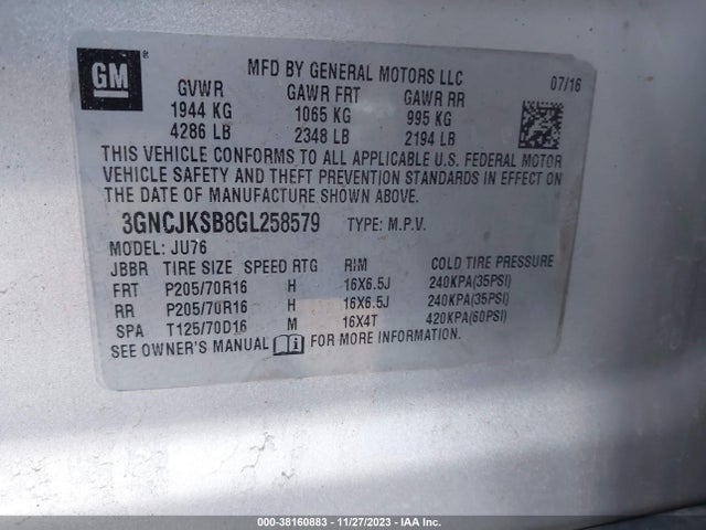 Chevrolet Trax 1ls 2016 3GNCJKSB8GL258579 Image 9