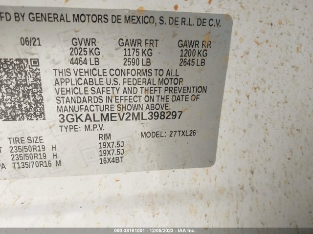 3GKALMEV2ML398297 GMC Terrain Fwd Sle
