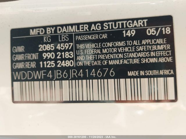 WDDWF4JB6JR414676 Mercedes-Benz C 300