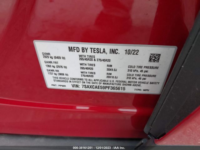 7SAXCAE59PF365615 Tesla Model X Standard Range/dual Motor All-wheel Drive