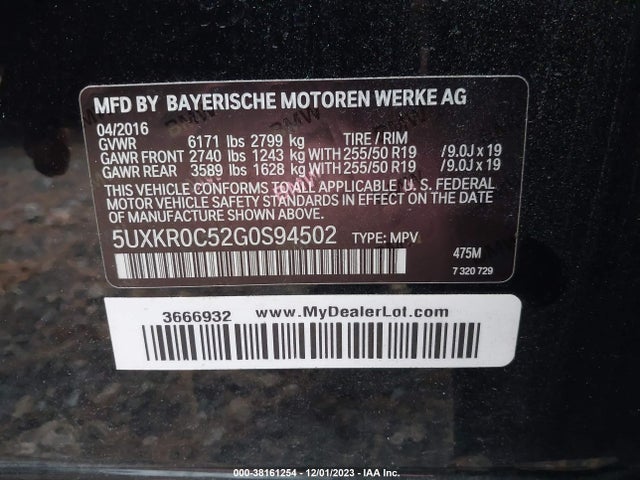 BMW X5 Xdrive35i 2016 5UXKR0C52G0S94502 Image 9