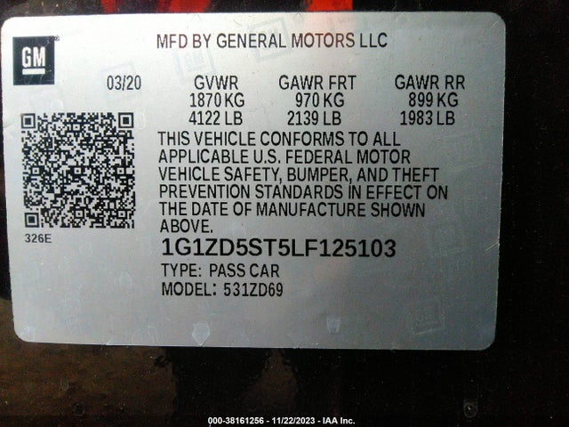 Chevrolet Malibu Fwd Lt 2020 1G1ZD5ST5LF125103 Image 9