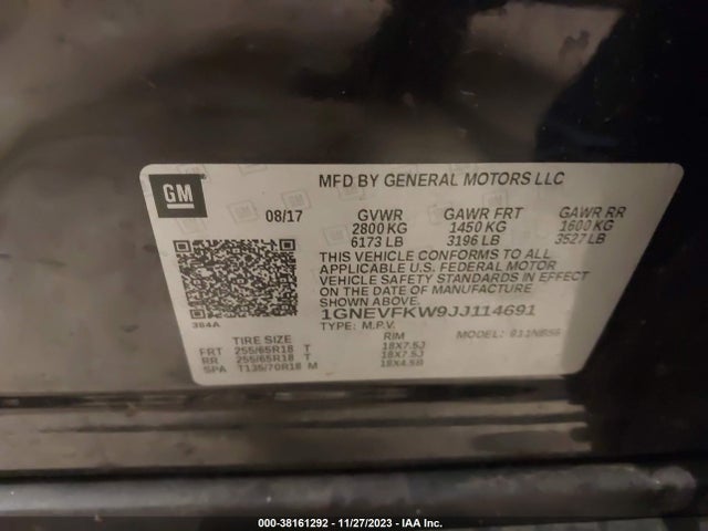 Chevrolet Traverse Ls 2018 1GNEVFKW9JJ114691 Image 9