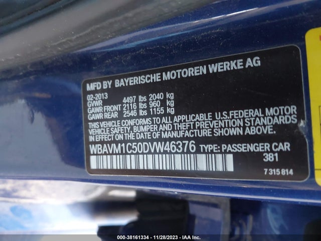 2013 BMW X1 SDRIVE28I VIN: WBAVM1C50DVW46376