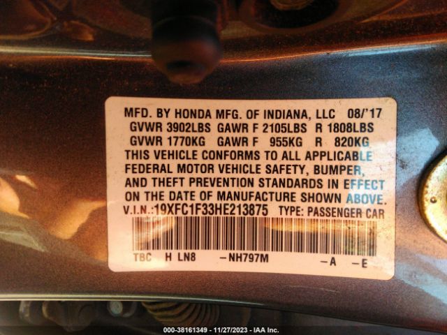 19XFC1F33HE213875 Honda Civic Ex-t
