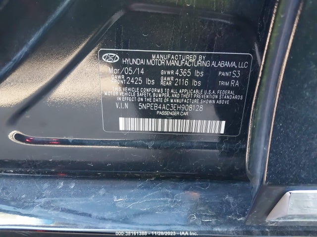 Hyundai SONATA GLS 2014 5NPEB4AC3EH908128 Image 9