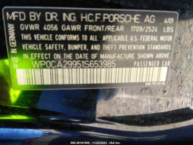 2001 PORSCHE 911 CARRERA WP0CA29951S653985 Photo 8