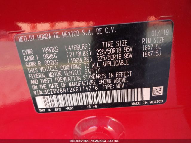 3CZRU6H12KG714278 Honda HR-V SPORT