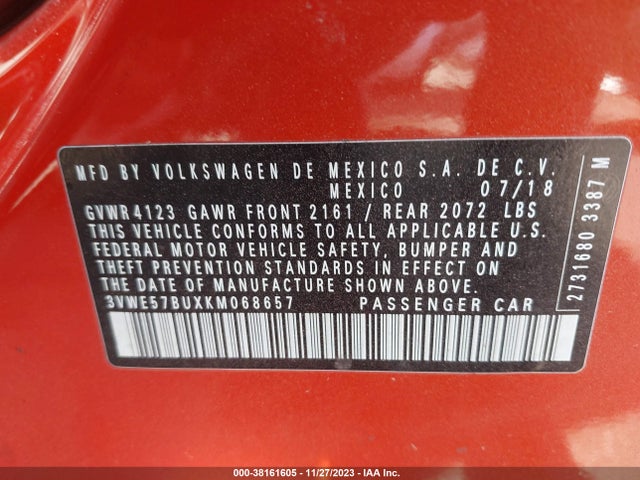 3VWE57BUXKM068657 Volkswagen Jetta 1.4t Sel