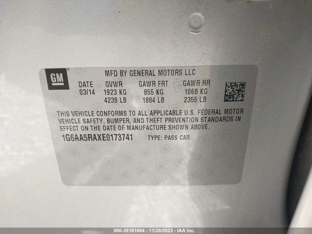1G6AA5RAXE0173741 Cadillac Ats Standard