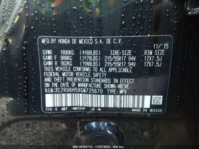 3CZRU6H58GM725670 Honda HR-V EX