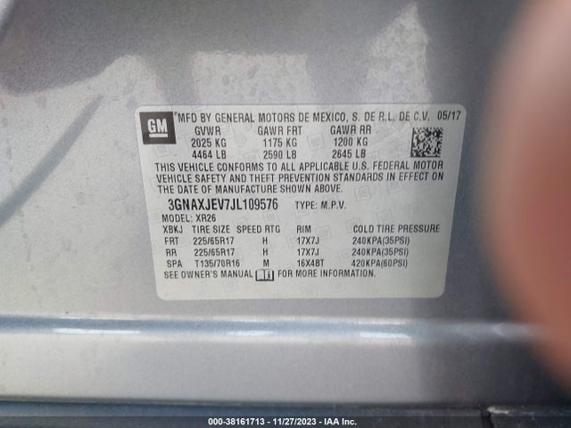Chevrolet EQUINOX LT 2018 3GNAXJEV7JL109576 Image 9