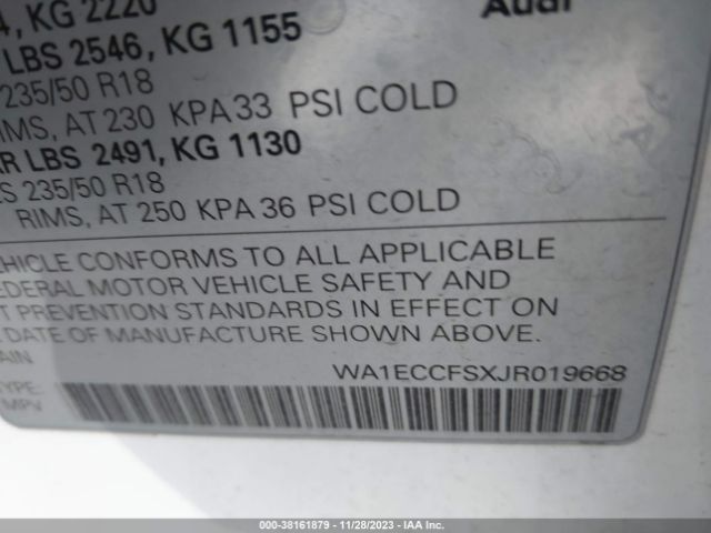 WA1ECCFSXJR019668 Audi Q3 2.0t Sport Premium/2.0t Premium