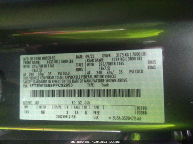 1FTEW1E88PFC92853 Ford F-150 Tremor