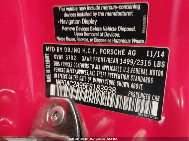 2015 PORSCHE 911 WP0AC2A96FS183938 Photo 8