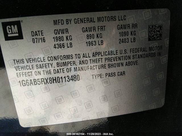 1G6AB5RX8H0113480 Cadillac ATS LUXURY