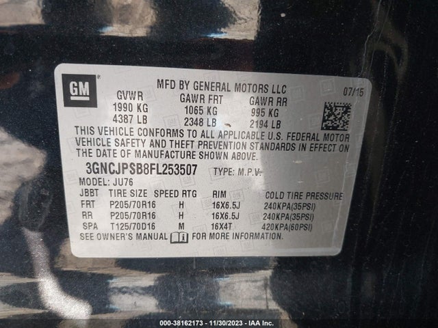 Chevrolet Trax 1ls 2015 3GNCJPSB8FL253507 Image 9