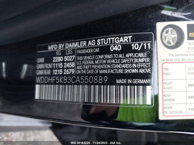 2012 MERCEDES-BENZ E 350 VIN: WDDHF5KB3CA550889