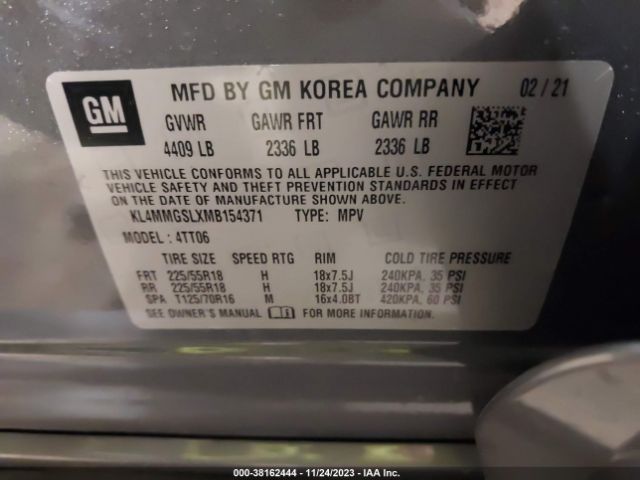 KL4MMGSLXMB154371 Buick Encore Gx Awd Essence