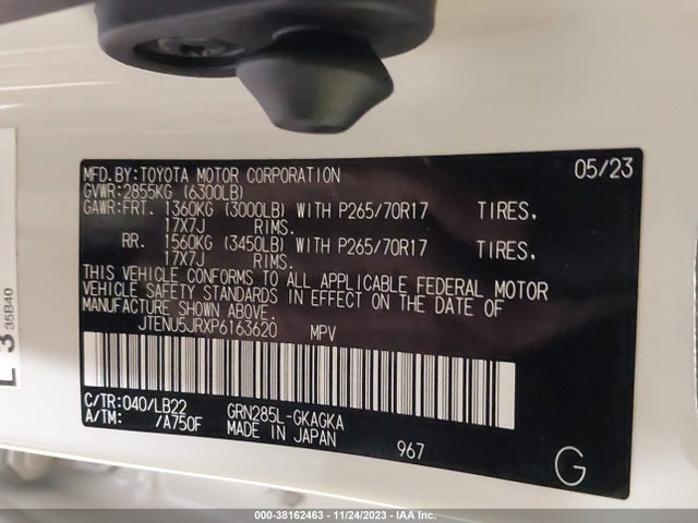 2023 TOYOTA 4RUNNER SR5 PREMIUM VIN: JTENU5JRXP6163620