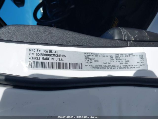 1C4RDHDGXMC609165 Dodge Durango Gt Rwd