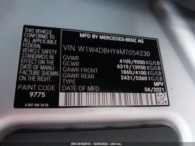 W1W4DBHY4MT054230 Mercedes-Benz Sprinter 2500 Standard Roof I4 Diesel