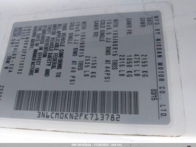 3N6CM0KN2FK713782 Nissan NV200 SV