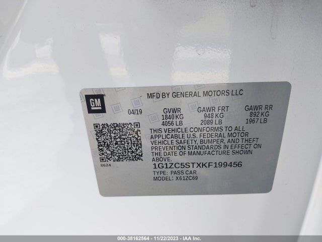 Chevrolet MALIBU LS 2019 1G1ZC5STXKF199456 Image 9