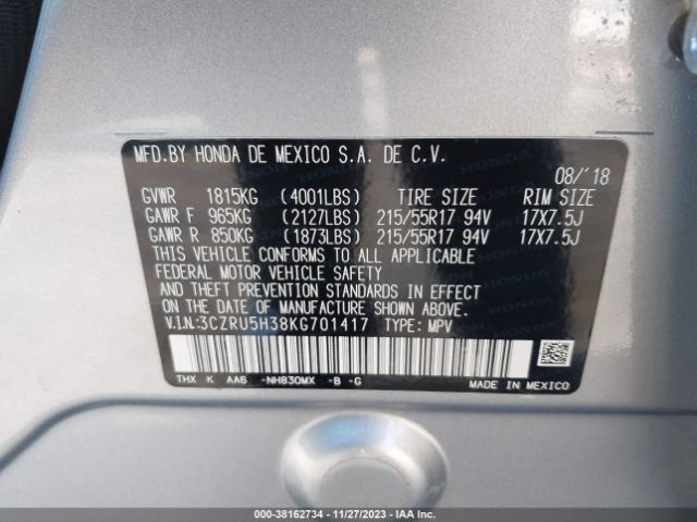 3CZRU5H38KG701417 Honda HR-V LX