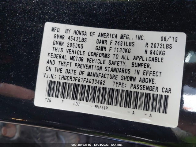 Honda Accord Ex-l V-6 2015 1HGCR3F81FA033482 Image 9
