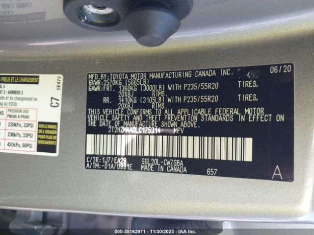 2T2HZMAA0LC175314 Lexus Rx Rx 350