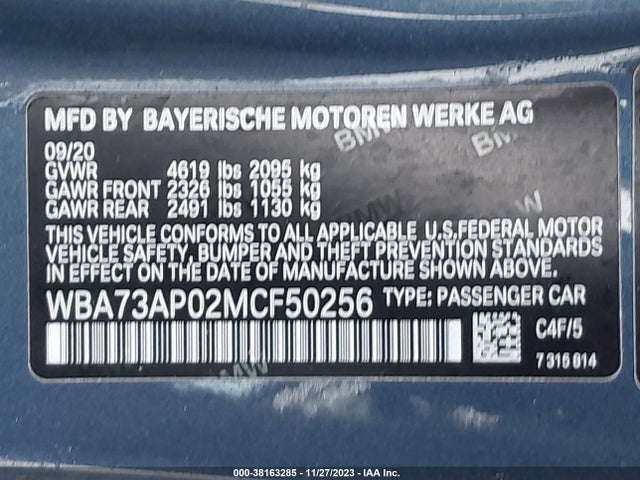 WBA73AP02MCF50256 BMW 430i Xdrive