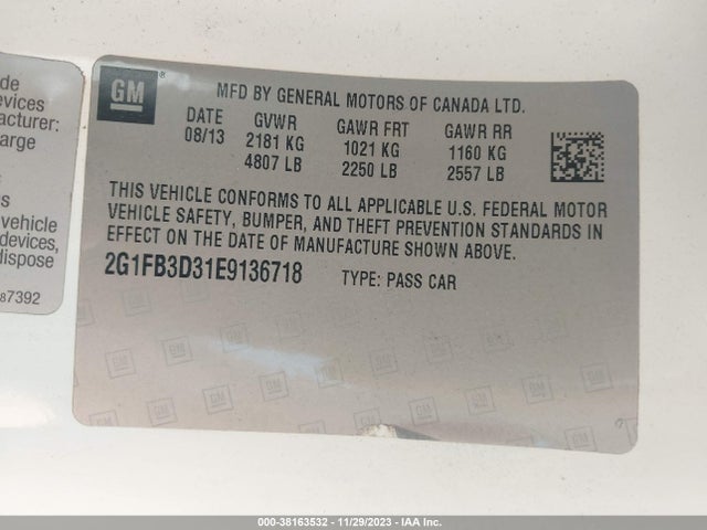 Chevrolet Camaro 1lt 2014 2G1FB3D31E9136718 Image 9