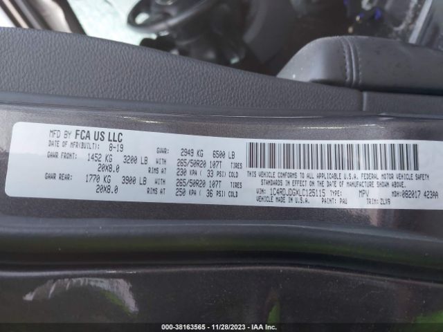 1C4RDJDGXLC125115 Dodge Durango Gt Plus Awd