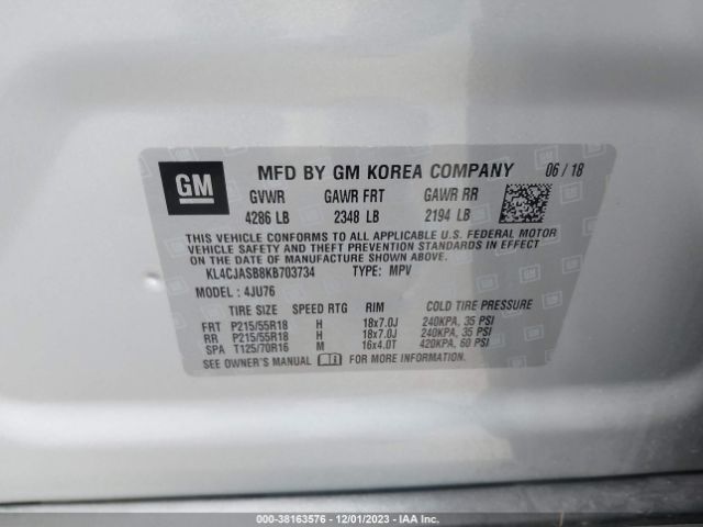 KL4CJASB8KB703734 Buick Encore Fwd Preferred