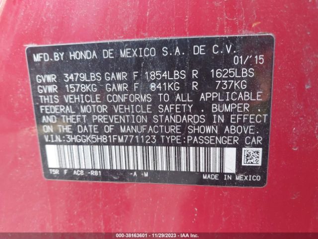 3HGGK5H81FM771123 Honda Fit Ex/ex-l