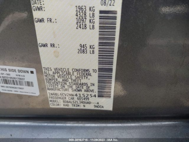 1N4BL4CV2NN415254 Nissan Altima Sr Fwd