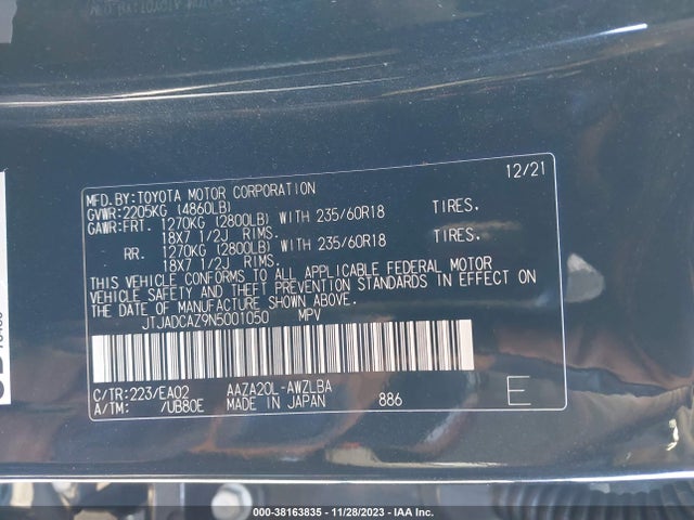 JTJADCAZ9N5001050 Lexus NX 250