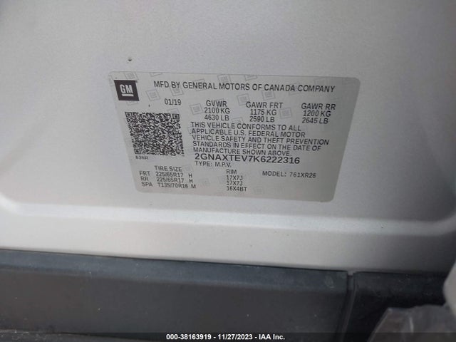 Chevrolet EQUINOX LT 2019 2GNAXTEV7K6222316 Image 9