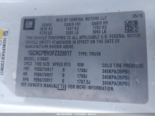 Chevrolet Silverado 1500 Wt 2015 1GCNCPEH3FZ329817 Image 9