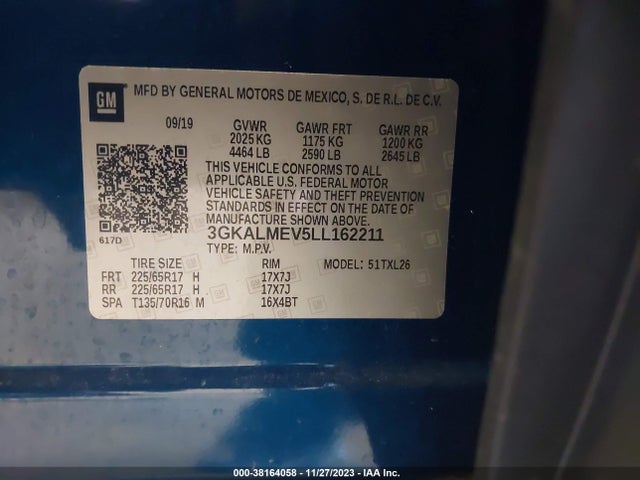 3GKALMEV5LL162211 GMC Terrain Fwd Sle