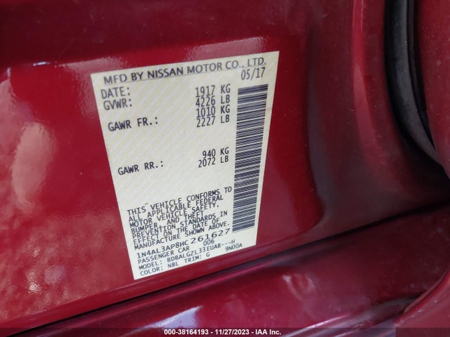 Nissan Altima 2.5 S 2017 1N4AL3AP8HC261627 Image 9