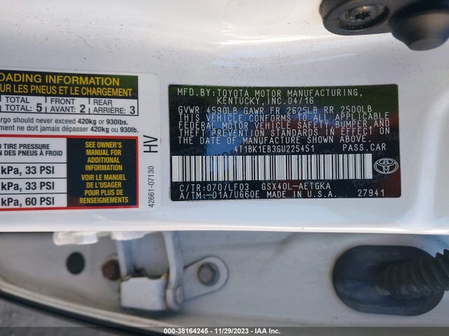 Toyota Avalon Xle Premium 2016 4T1BK1EB3GU225451 Image 9