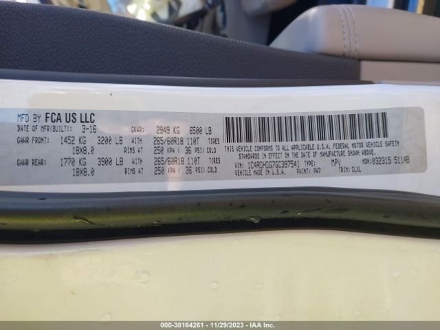 1C4RDHDG7GC397541 Dodge DURANGO LIMITED