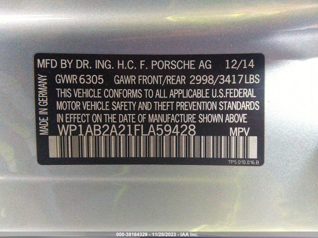 2015 PORSCHE CAYENNE WP1AB2A21FLA59428 Photo 8