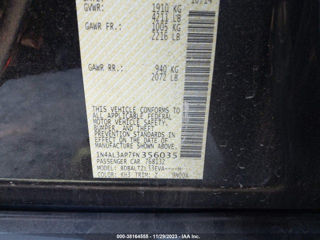 2015 NISSAN ALTIMA 2.5 SL VIN: 1N4AL3AP7FN356035
