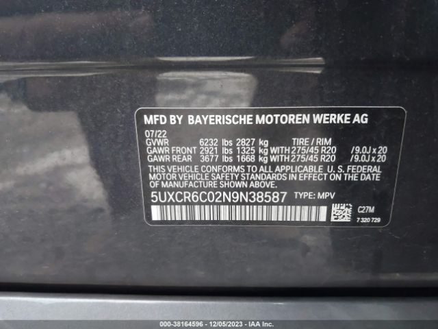 5UXCR6C02N9N38587 BMW X5 Xdrive40i