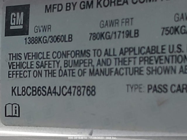 Chevrolet Spark Ls Cvt 2018 KL8CB6SA4JC478768 Image 9
