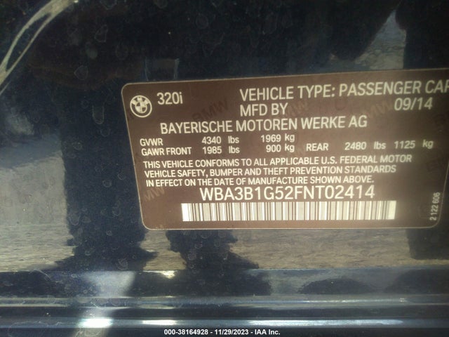 BMW 320i 2015 WBA3B1G52FNT02414 Image 9